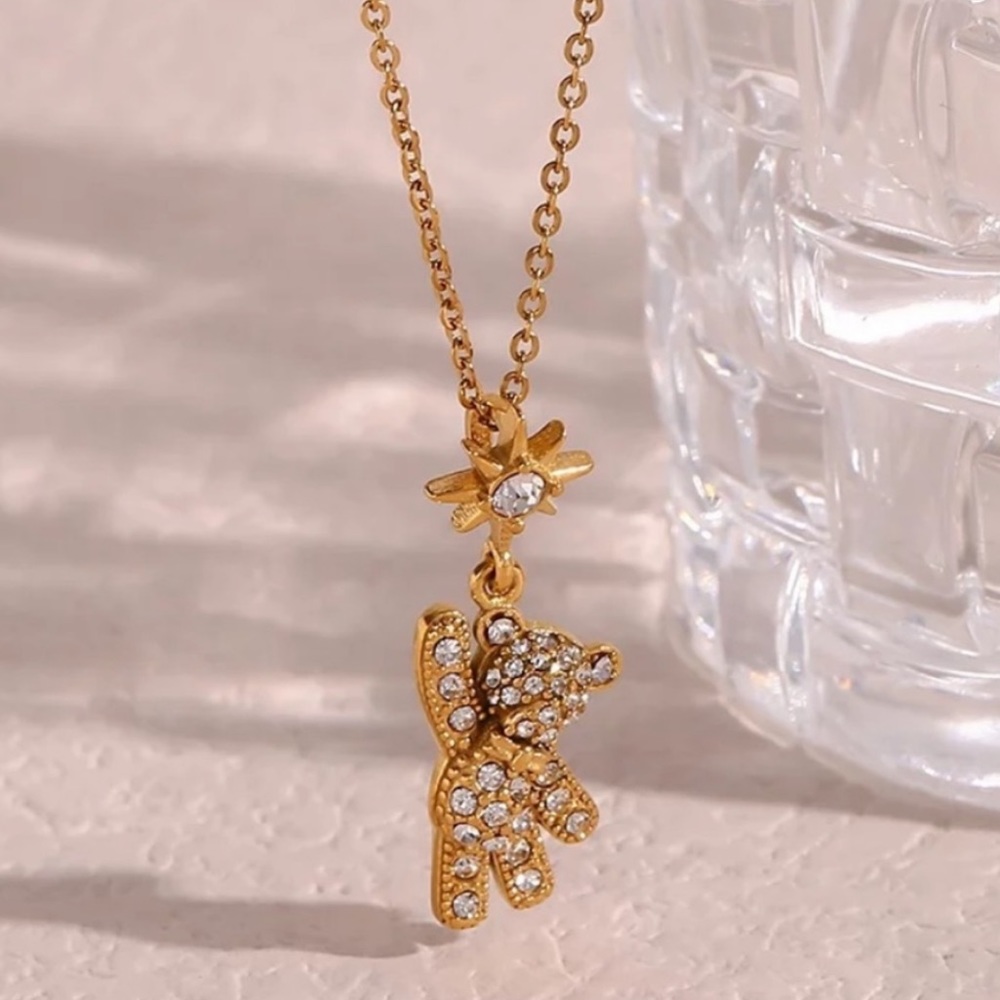 NEW TEDDY BEAR 18K GOLD DIAMOND PENDANT NECKLACE, NICE NECKLACE, CUTE NECKLACE - Picture 6 of 6